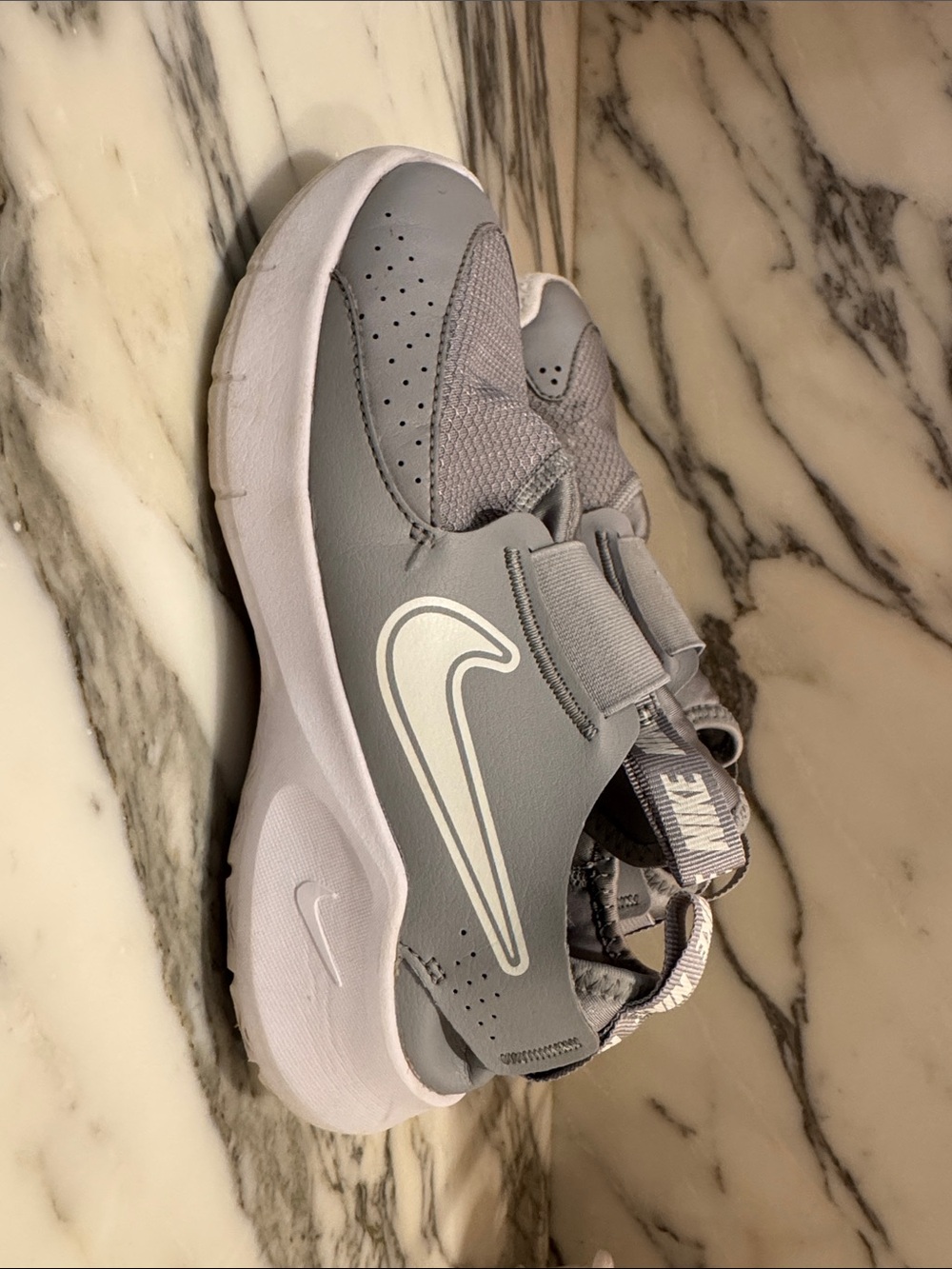 Nike Kids Gray and White Slip-On Athletic Sneaker